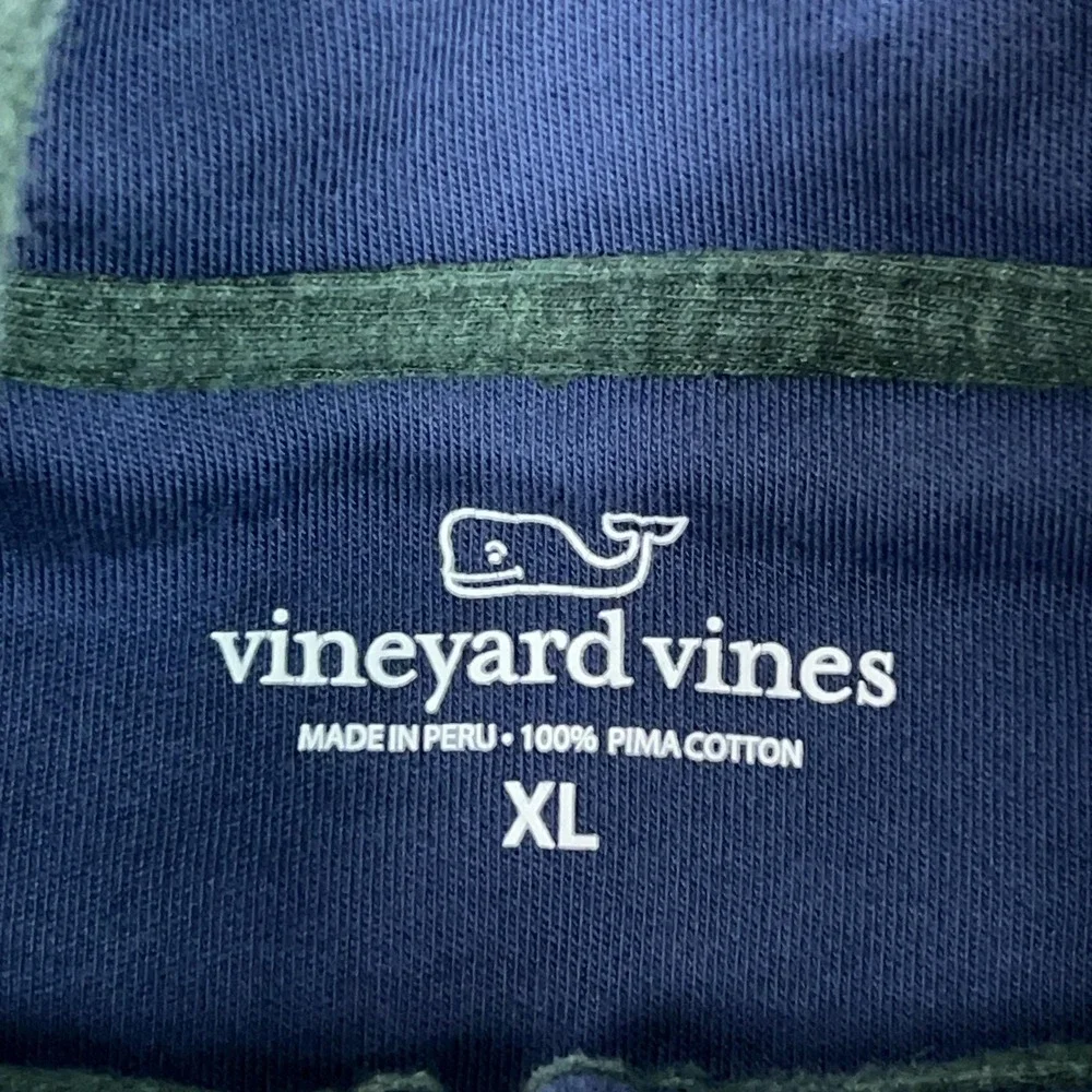 Vineyard Vines Sweater Mens XL Green Quarter Zip‎ Mock Neck Whale Pullover Logo